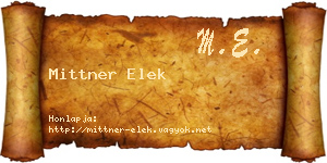 Mittner Elek névjegykártya